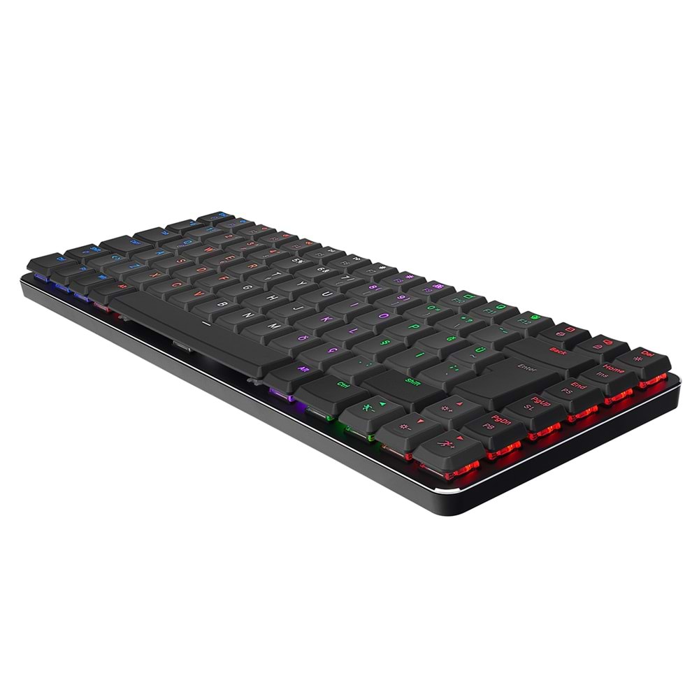 Rampage GRANITE Siyah/Gri Low Profile RED SWITCH Q Rainbow Mekanik Gaming Oyuncu Klavye Outlet