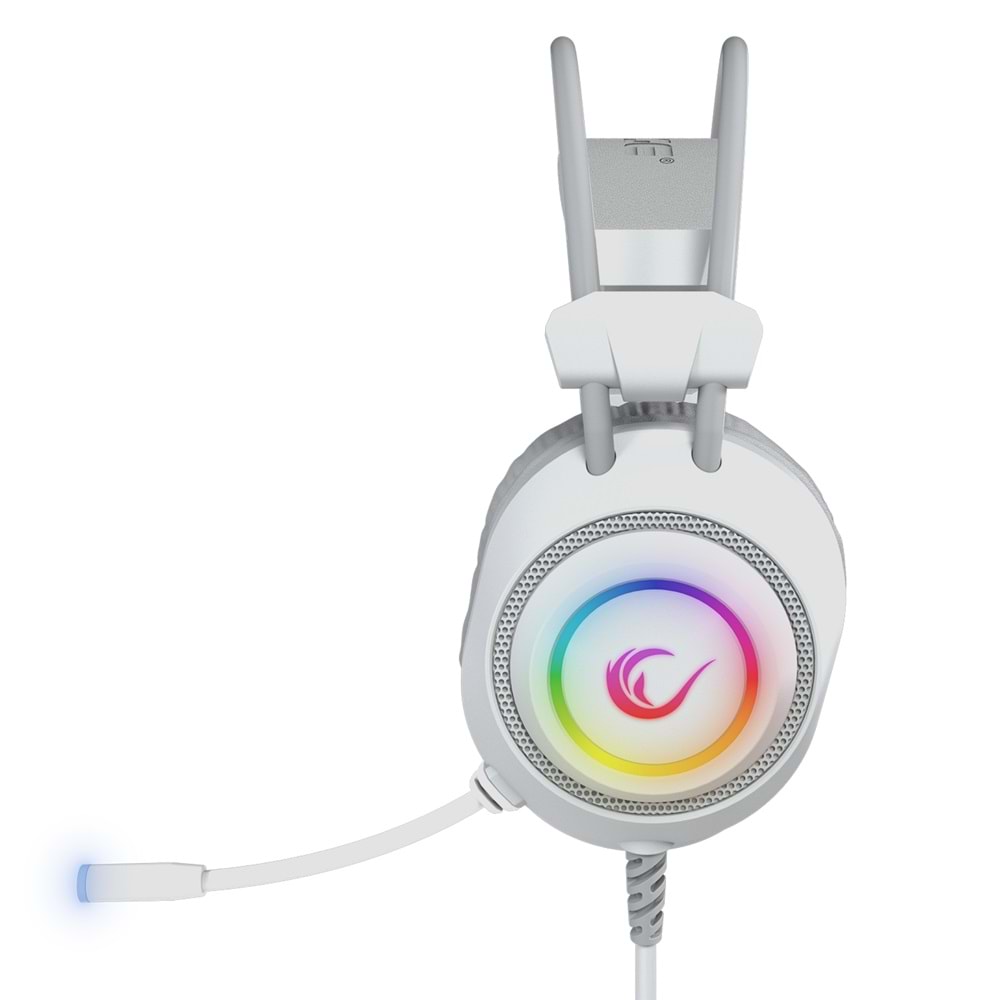 Rampage RM-K19 RAGING PLUS Beyaz USB 7.1 Surround RGB Ledli Gaming Oyuncu Mikrofonlu Kulaklık