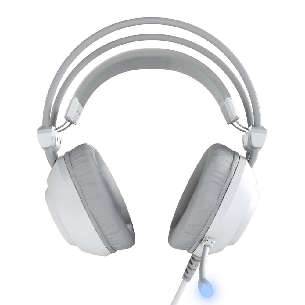 Rampage RM-K19 RAGING PLUS Beyaz USB 7.1 Surround RGB Ledli Gaming Oyuncu Mikrofonlu Kulaklık