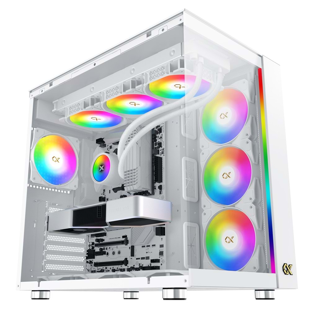Xigmatek EN41914 AQUA ULTRA AIR ARCTIC Beyaz TYPE-C+2 Yön Temperli Cam 7x12cm ARGB+ ARGB Şeritli E-ATX Gaming Oyuncu Kasası