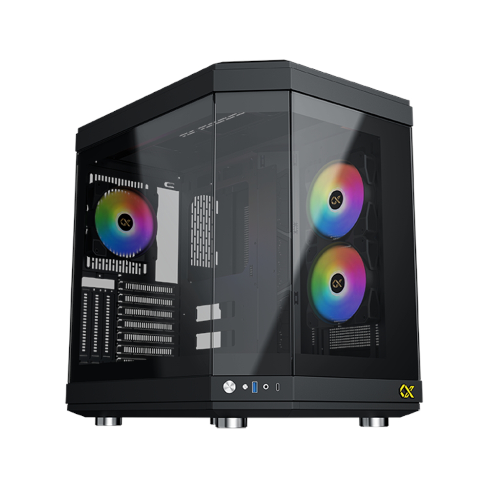 Xigmatek EN41938 CUBI Siyah E-ATX 6x120mm ARGB Type-C 3 Yön Temperli Cam Gaming Kasa