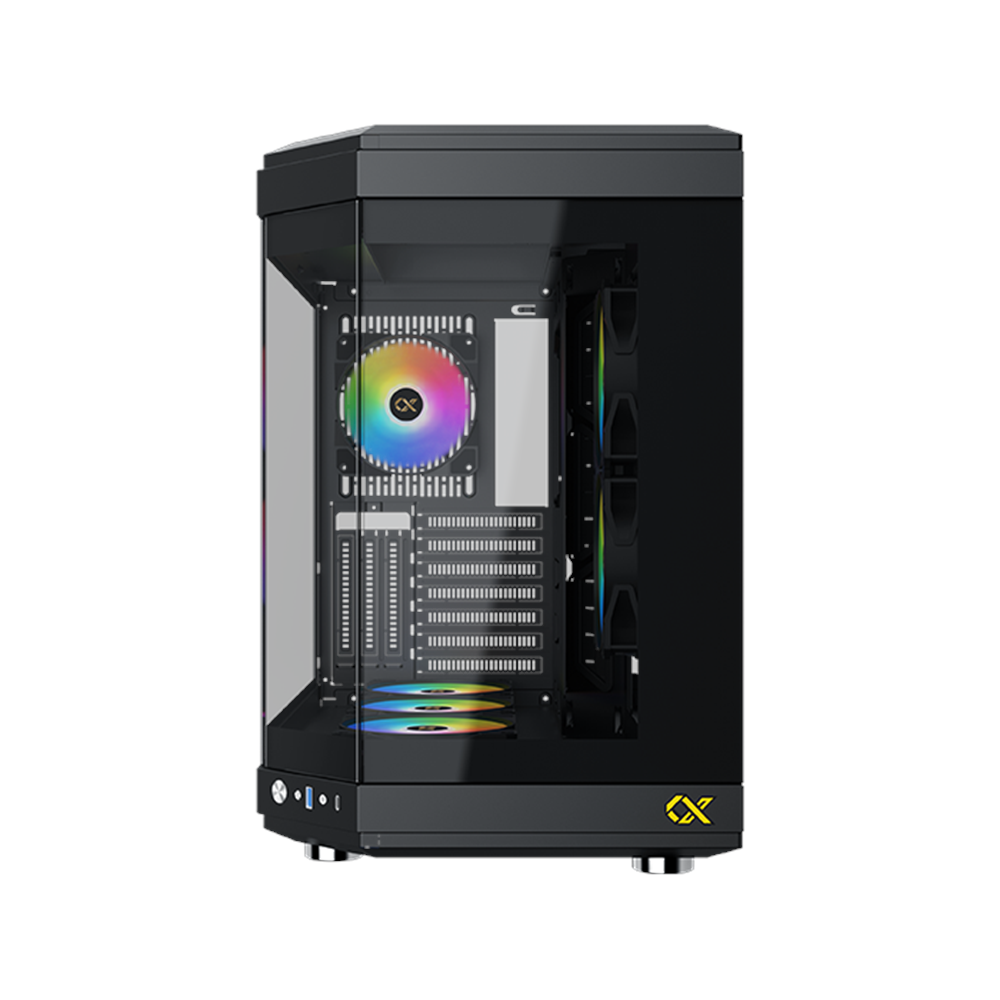 Xigmatek EN41938 CUBI Siyah E-ATX 6x120mm ARGB Type-C 3 Yön Temperli Cam Gaming Kasa