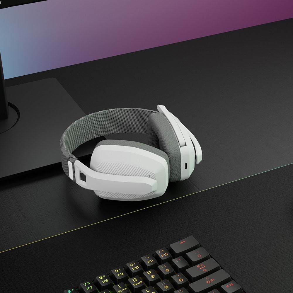 Rampage BLITZ Beyaz/Gri Wireless 2.4G Bluetooth Mikrofonlu Kablosuz Oyuncu Kulaklığı