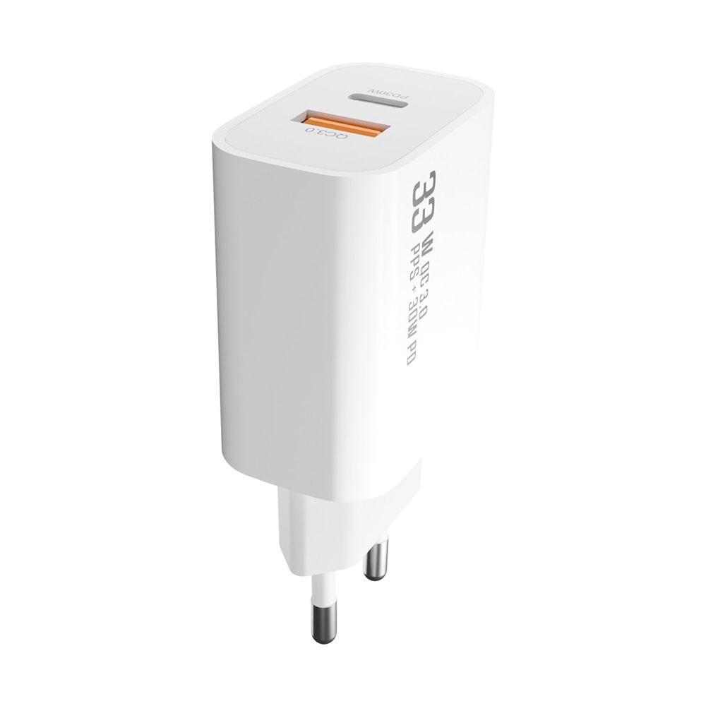 S-link SL-EC67 Type USB-C 30W PD / 33W PPS USB QC 3.0 18W Hızlı Ev Şarj Adaptörü
