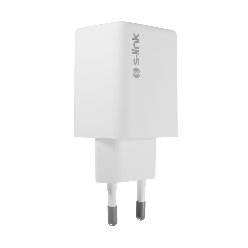 S-link SL-ECG45 Type USB-C 45W PD + 18W USB QC 3.0 GAN Beyaz Hızlı Ev Şarj Adaptörü