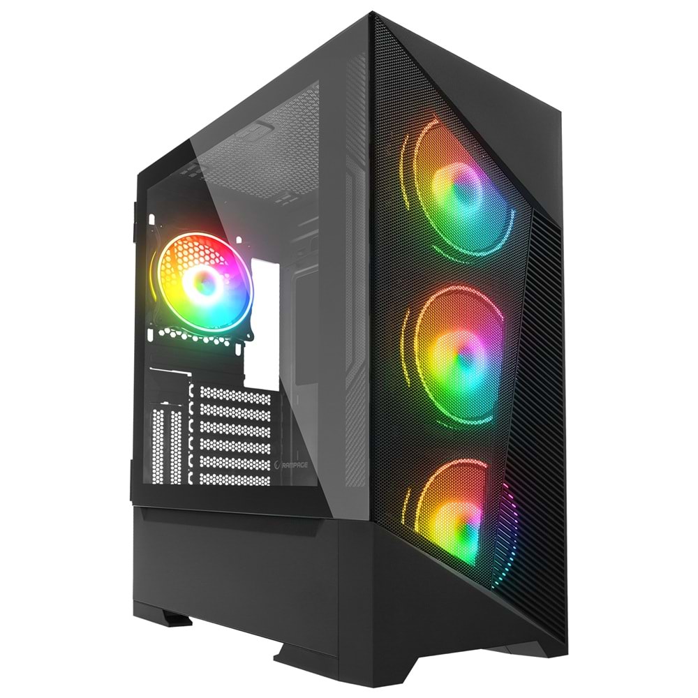 Rampage INSPIRER Mesh 650W 80+ Siyah 4x12cm ARGB Infinity Fan Temperli Camlı Gaming Kasa