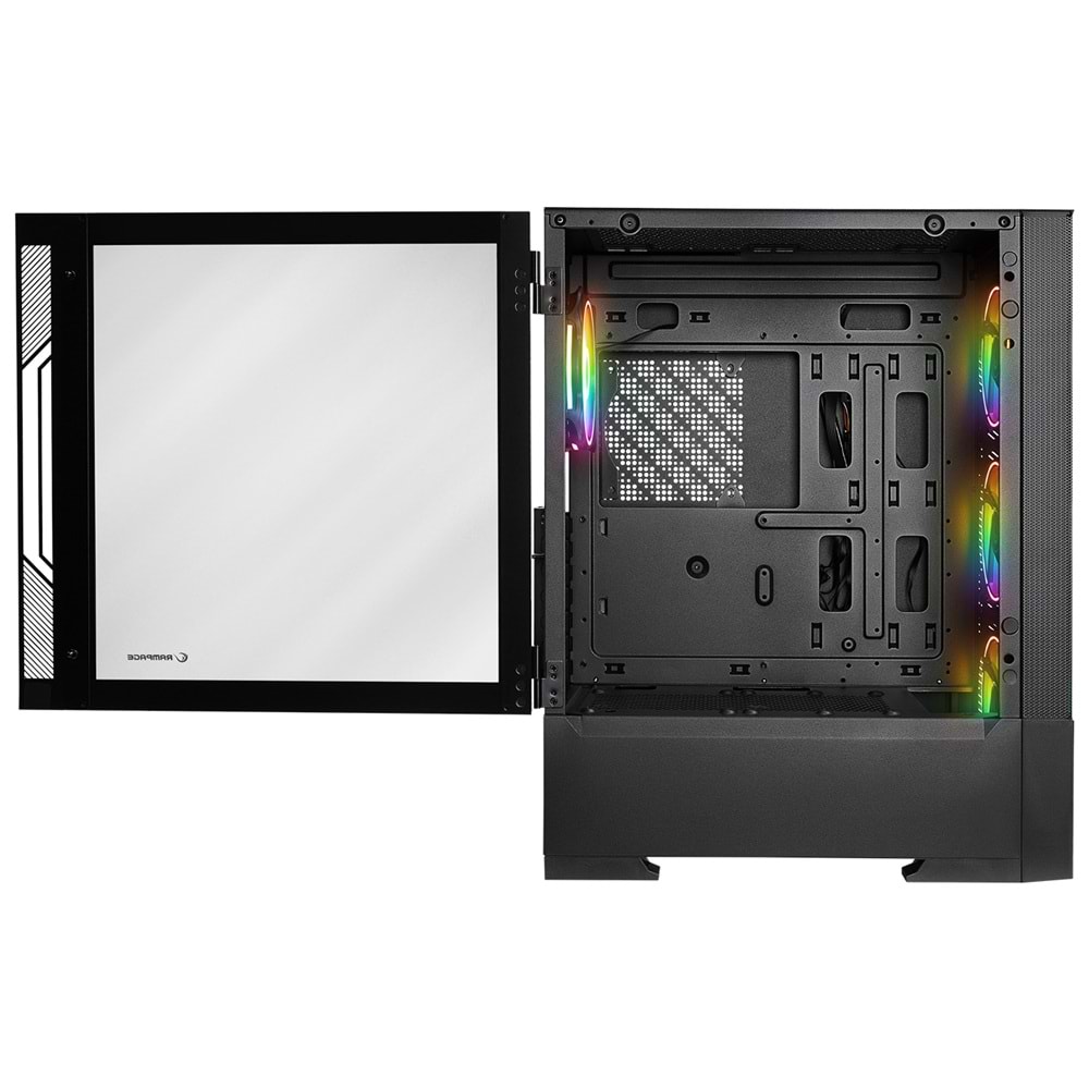 Rampage INSPIRER Mesh 650W 80+ Siyah 4x12cm ARGB Infinity Fan Temperli Camlı Gaming Kasa