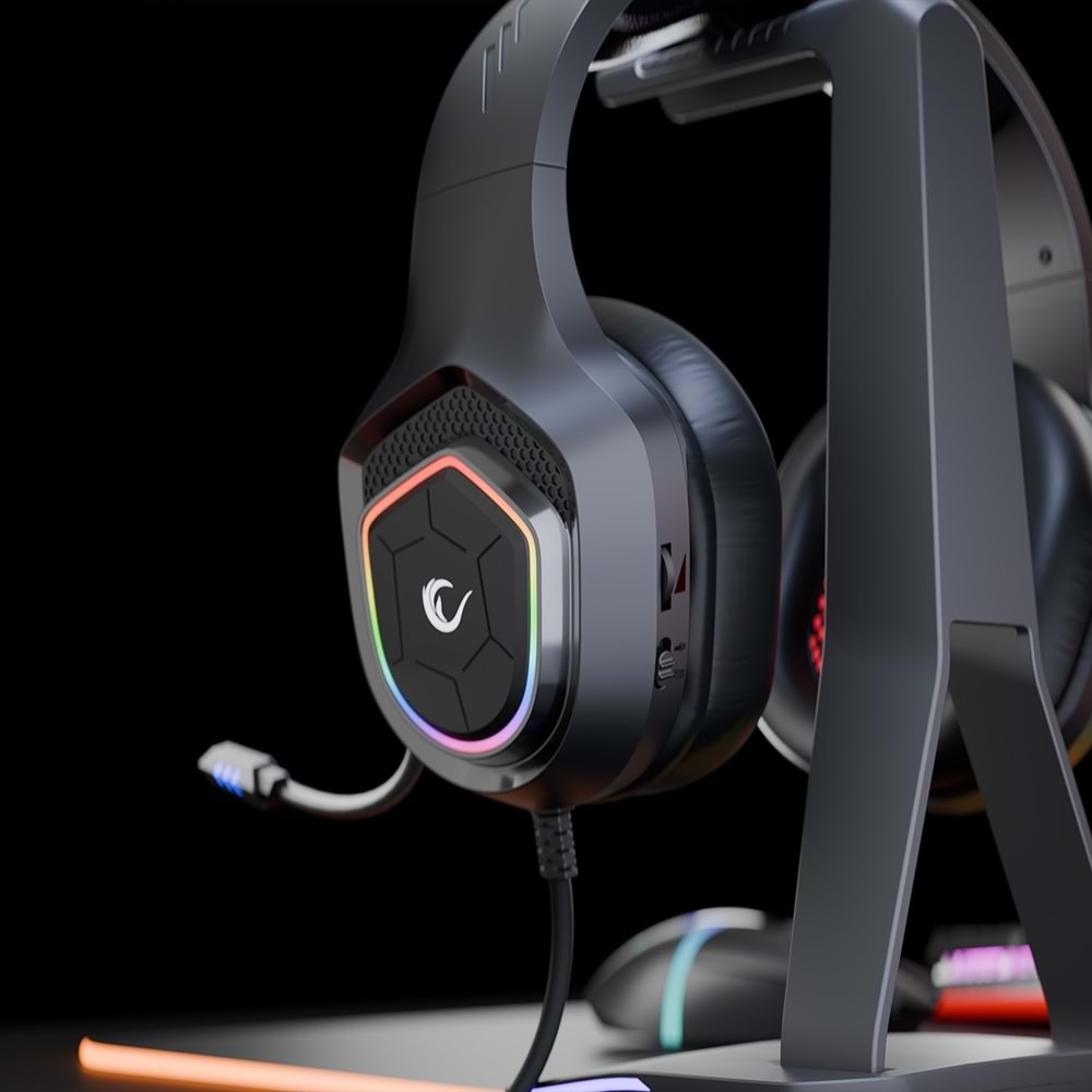 Rampage RM-K90 VECTOR Siyah RGB LED Type-C Gaming Mikrofonlu Oyuncu Kulaklığı