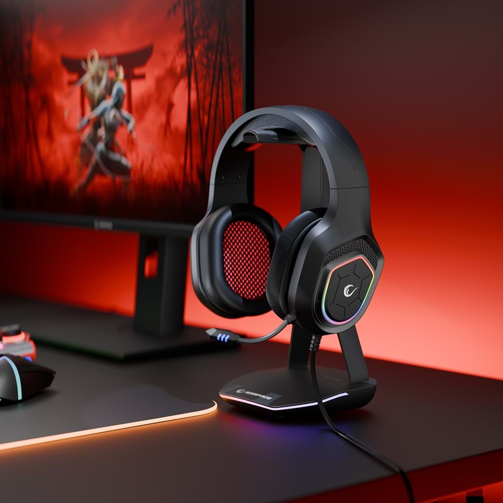 Rampage RM-K90 VECTOR Siyah RGB LED Type-C Gaming Mikrofonlu Oyuncu Kulaklığı