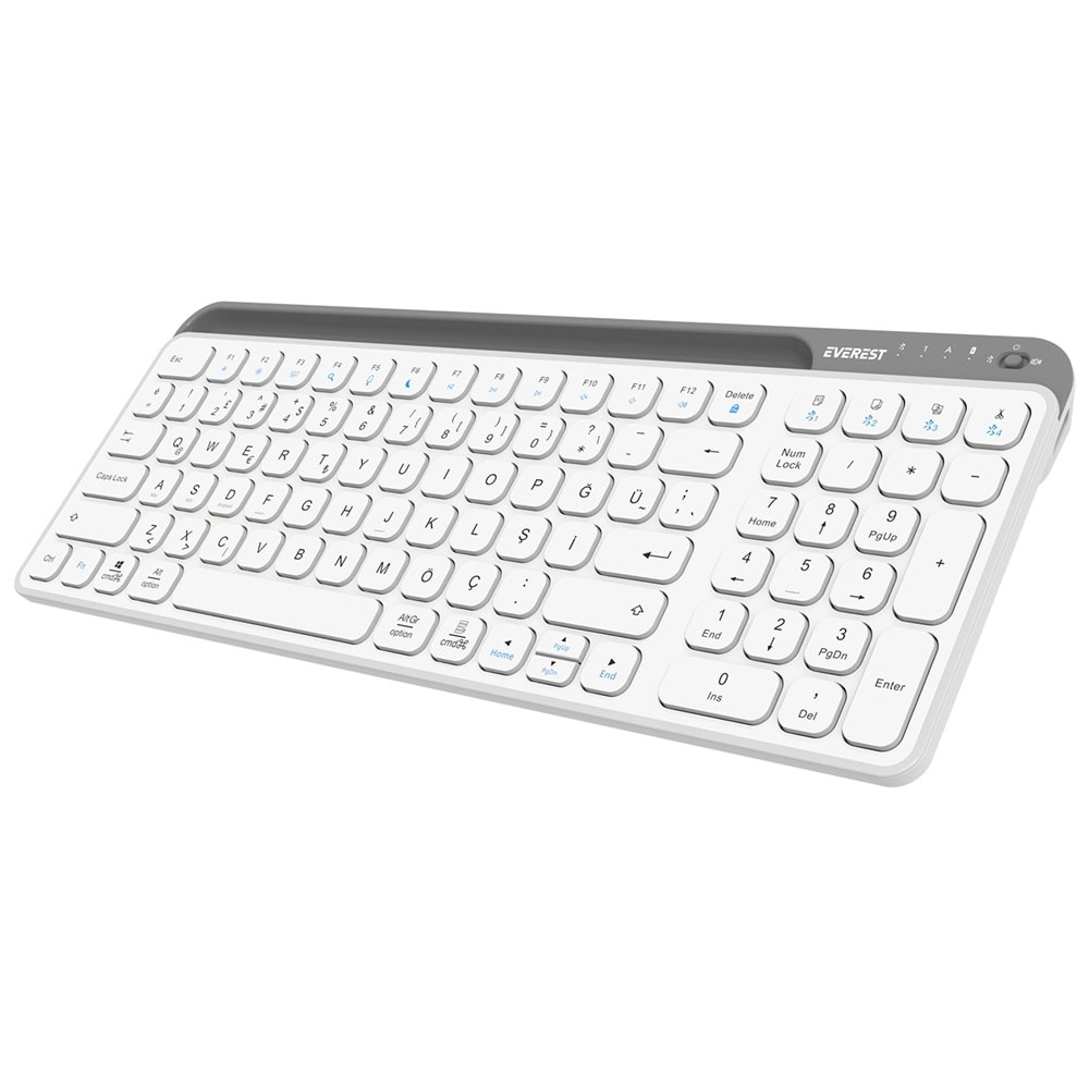 Everest KB-BT90 Beyaz/Gri Bluetooth 2.4G Kablosuz Şarjlı Q Klavye