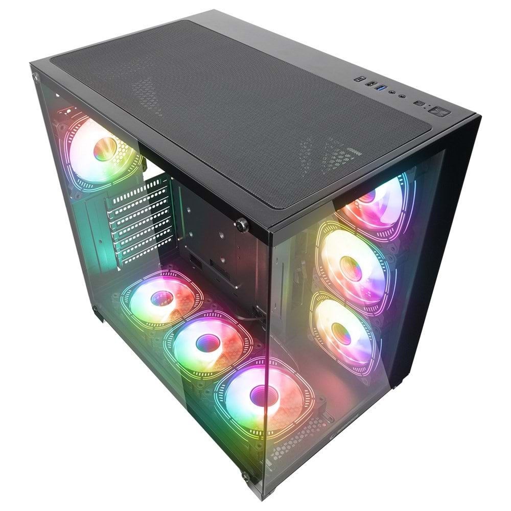 Rampage ARCTURUS Temperli Camlı 750W 80 Plus Bronze Siyah 7*12cm RGB Fan ATX Mid-T Gaming Oyuncu Kasası