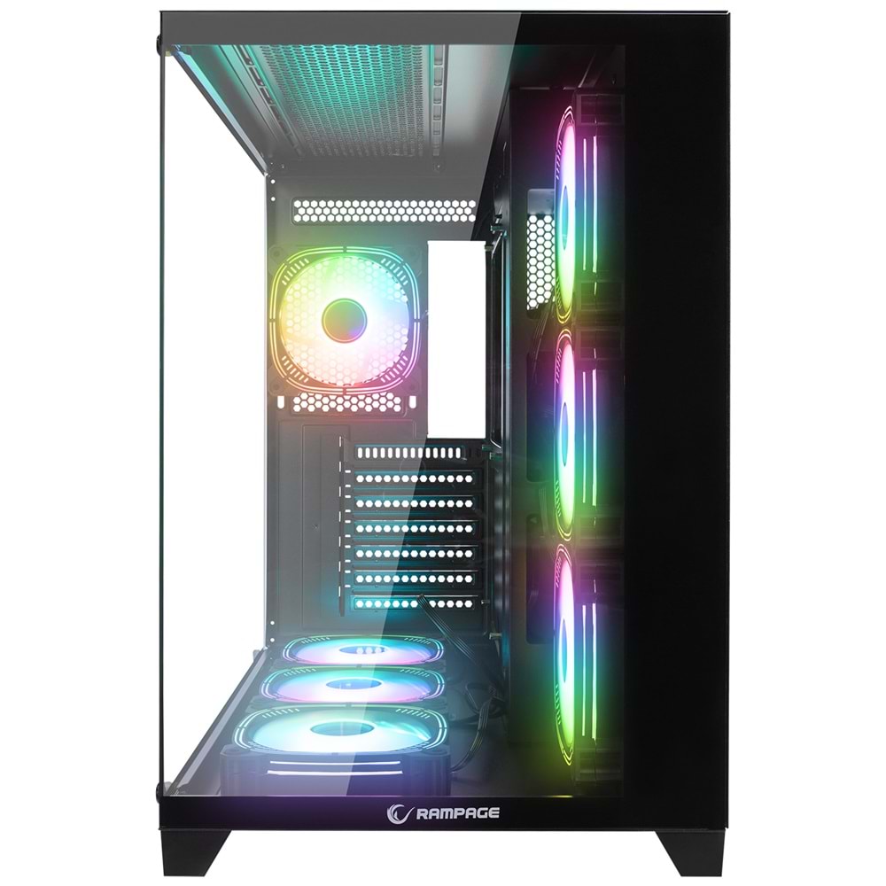 Rampage ARCTURUS Temperli Camlı 750W 80 Plus Bronze Siyah 7*12cm RGB Fan ATX Mid-T Gaming Oyuncu Kasası