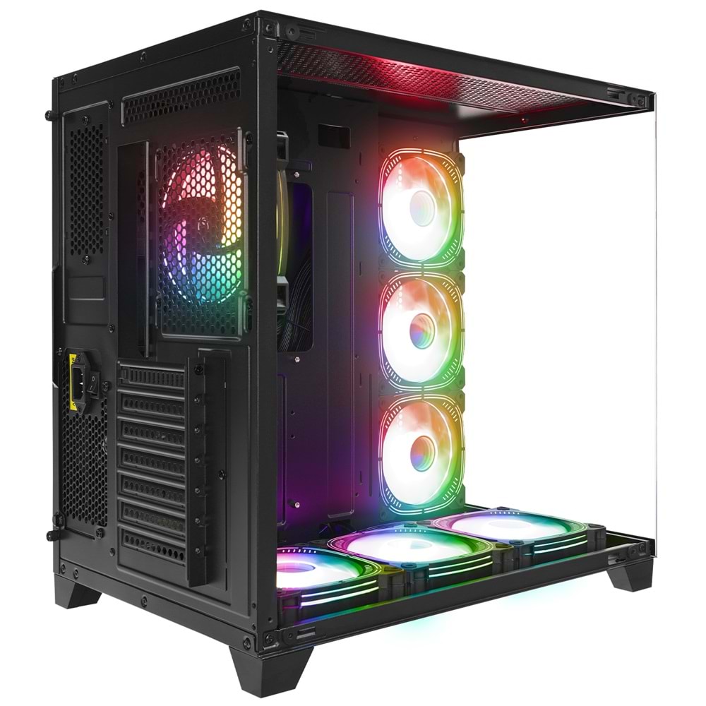 Rampage ARCTURUS Temperli Camlı 750W 80 Plus Bronze Siyah 7*12cm RGB Fan ATX Mid-T Gaming Oyuncu Kasası