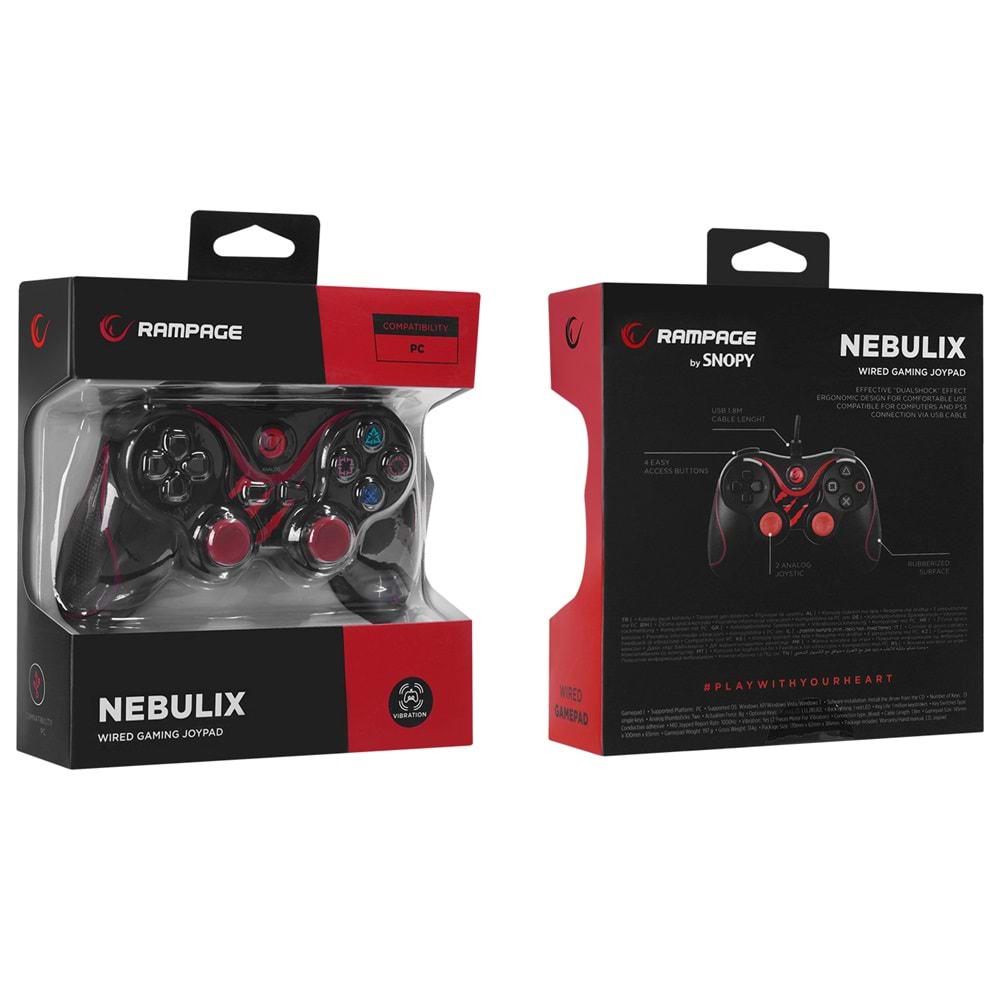 Rampage Nebulix PS3/PC Kırmızı USB 1.8m Joypad