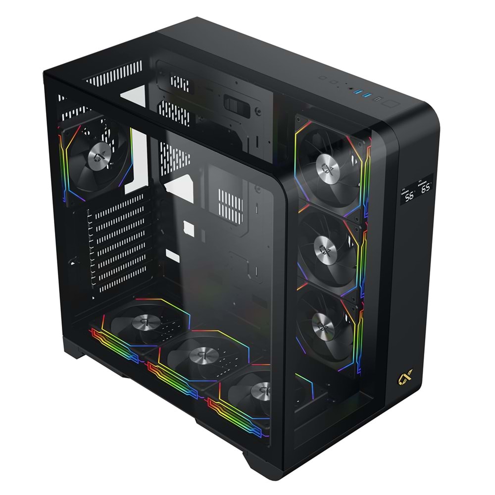 Xigmatek EN44274 PANO S Siyah 3 Taraf Temperli Cam 7x120mm ARGB Fan E-ATX Gaming Kasa OUTLET