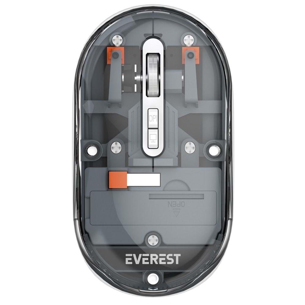 Everest SM-BT29 Glassy Usb Gri Transparan 2in1 Bluetooth ve 2.4GHz Kablosuz Mouse