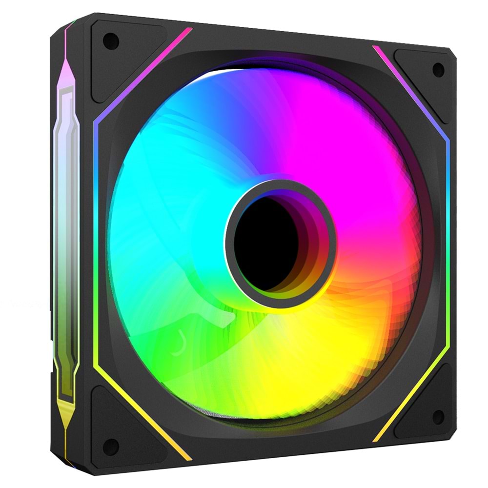 Rampage 7C-120S 120*120*25mm Double Ring Aynalı ARGB Siyah Kasa Fanı