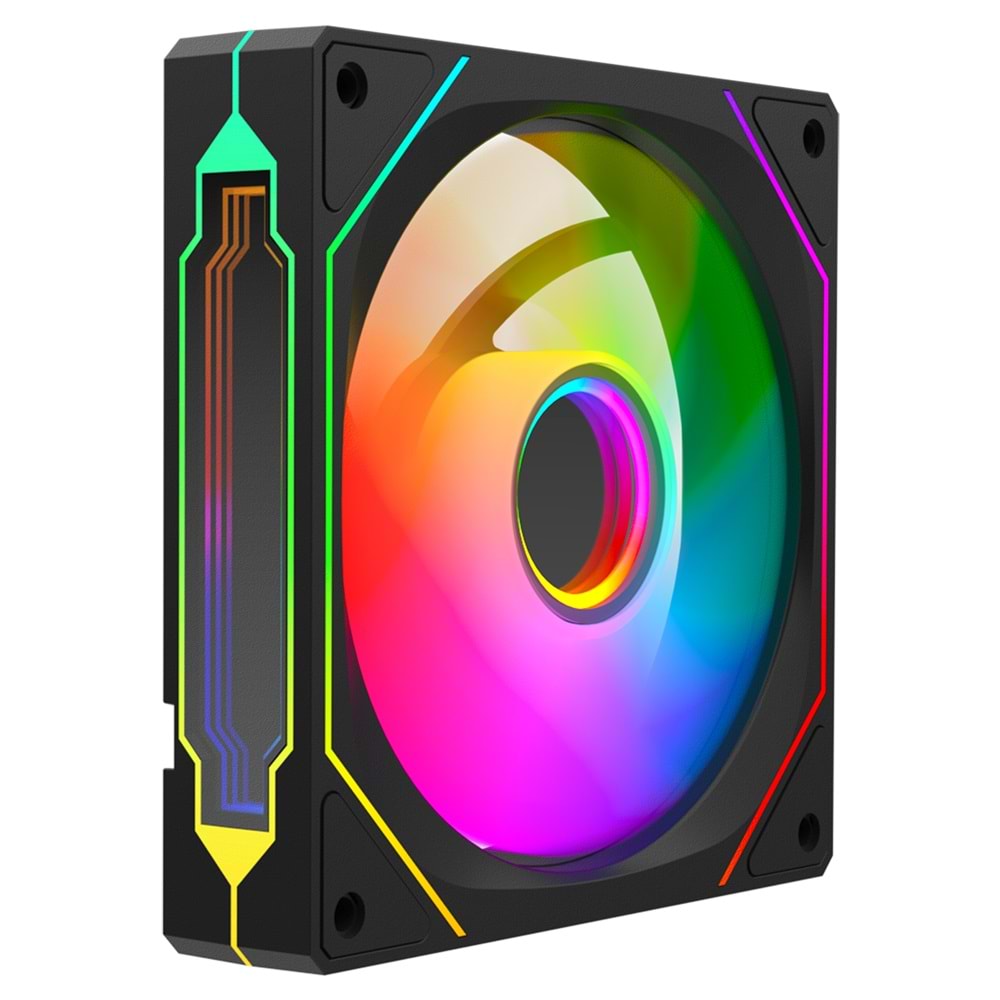 Rampage 7C-120S 120*120*25mm Double Ring Aynalı ARGB Siyah Kasa Fanı