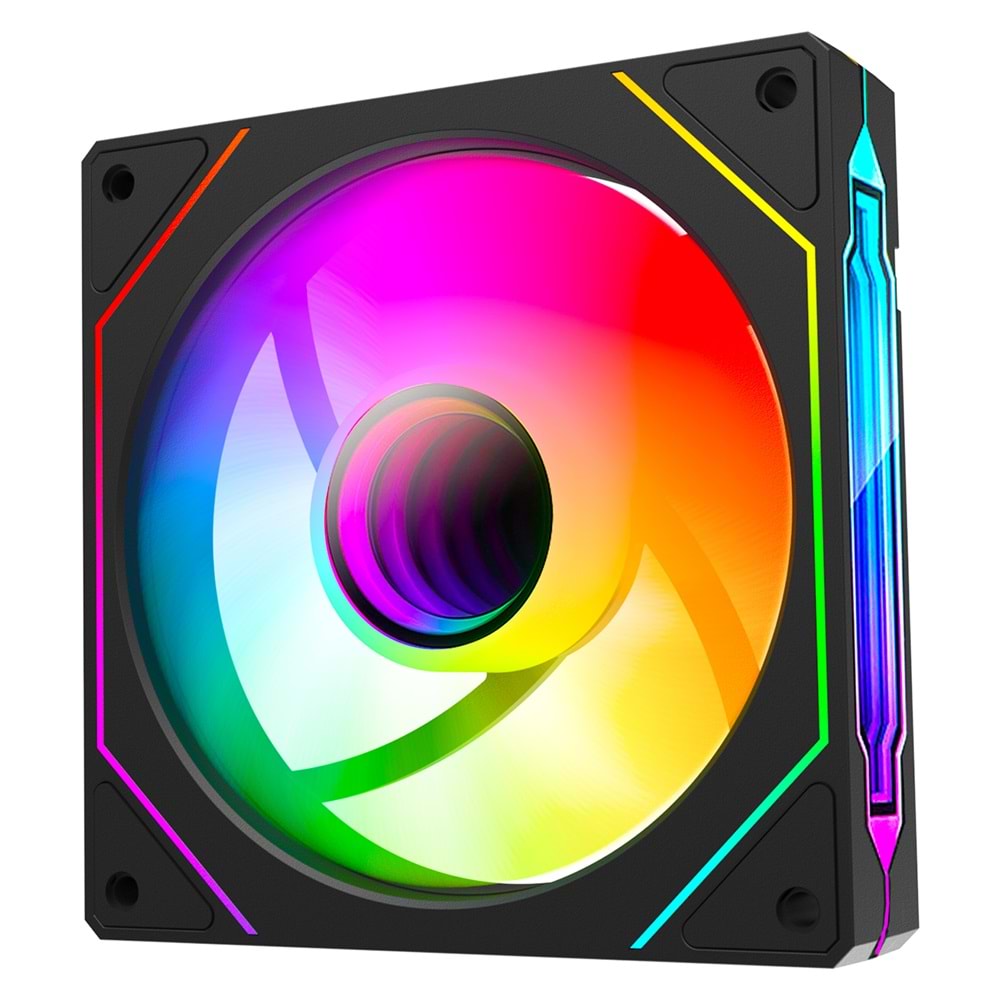 Rampage 7C-120S 120*120*25mm Double Ring Aynalı ARGB Siyah Kasa Fanı