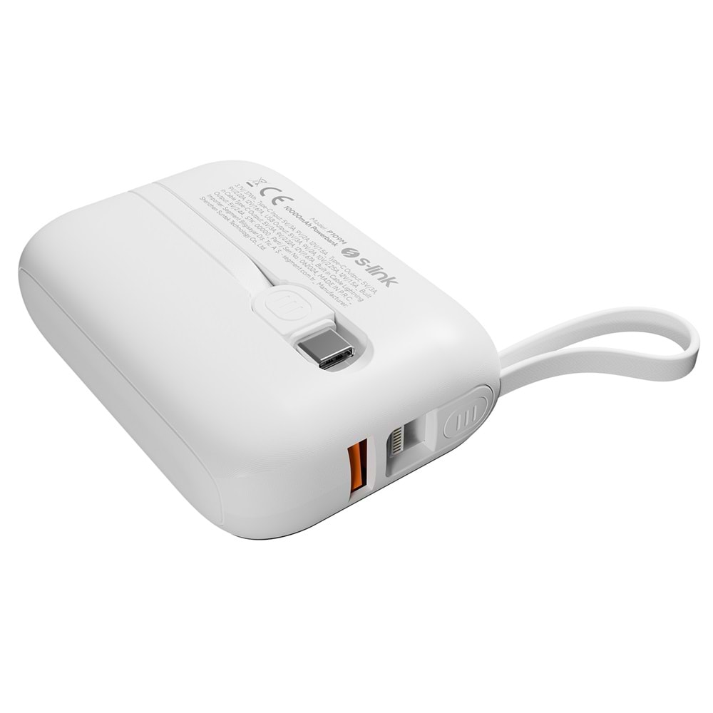 S-link P109M 10000mAh PD20W+QC18W+HSC22.5W Beyaz LCD Taşınabilir Pil Şarj Cihazı Powerbank