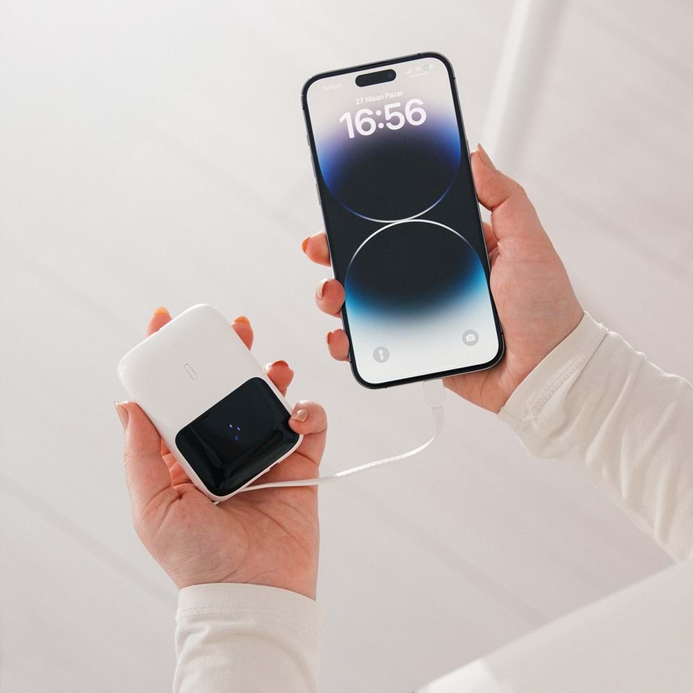 S-link P109M 10000mAh PD20W+QC18W+HSC22.5W Beyaz LCD Taşınabilir Pil Şarj Cihazı Powerbank