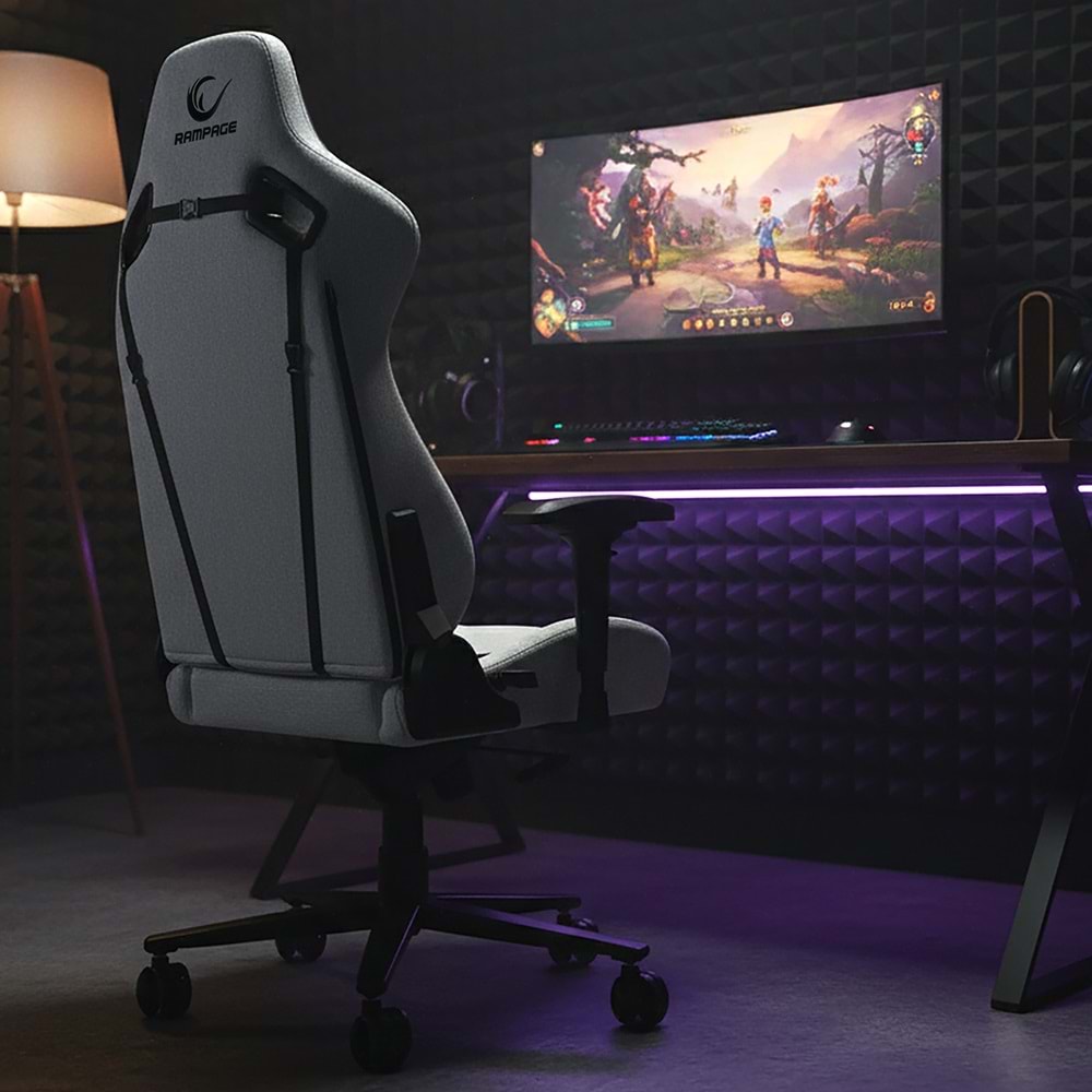 Rampage KL-R21 GRAND SERIES Üst Seviye Terletmez Kumaş Fildişi Gaming Oyuncu Koltuğu (OUTLET)