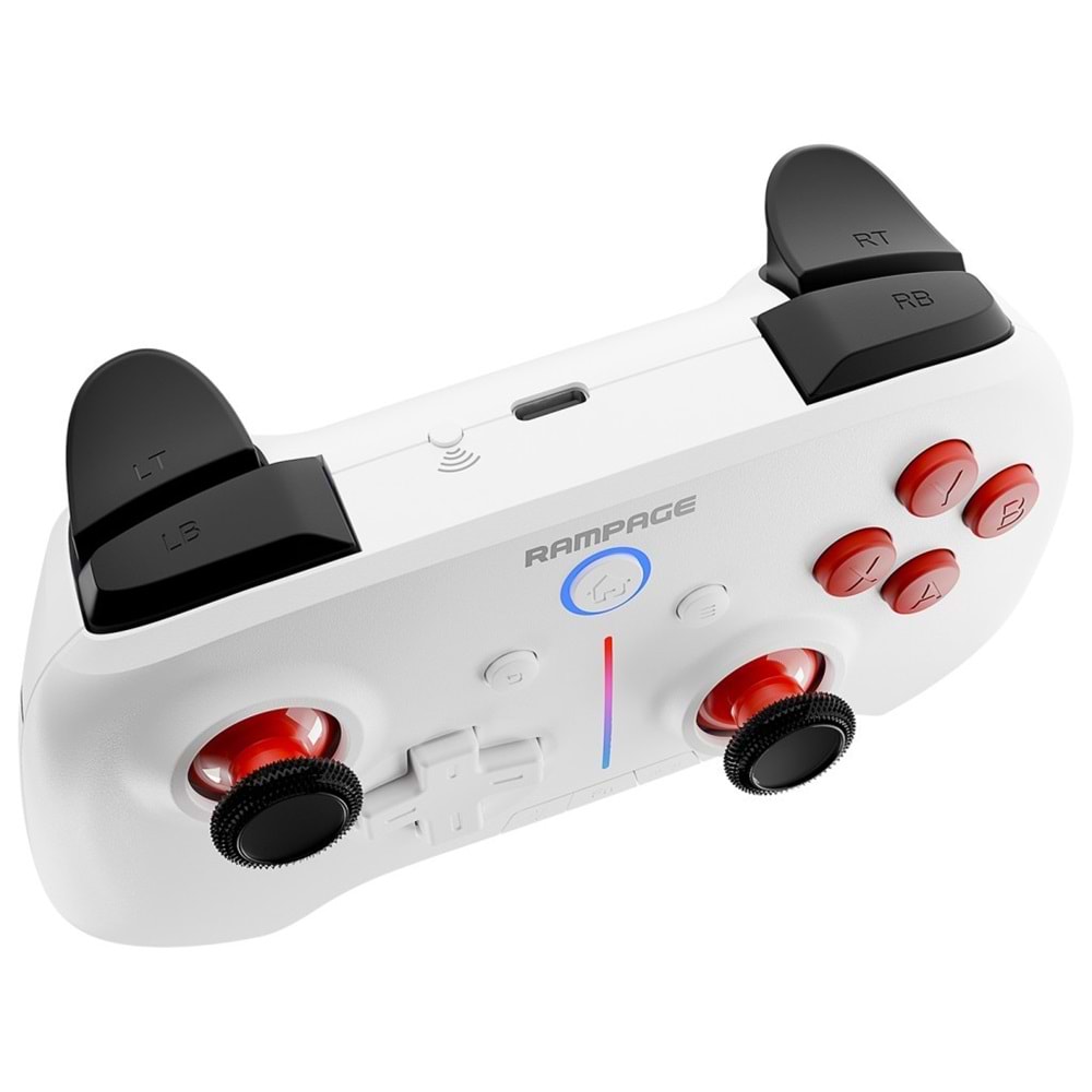 Rampage HYDRA Beyaz BT + 2.4 GHz PC Gamepad RGB Joypad
