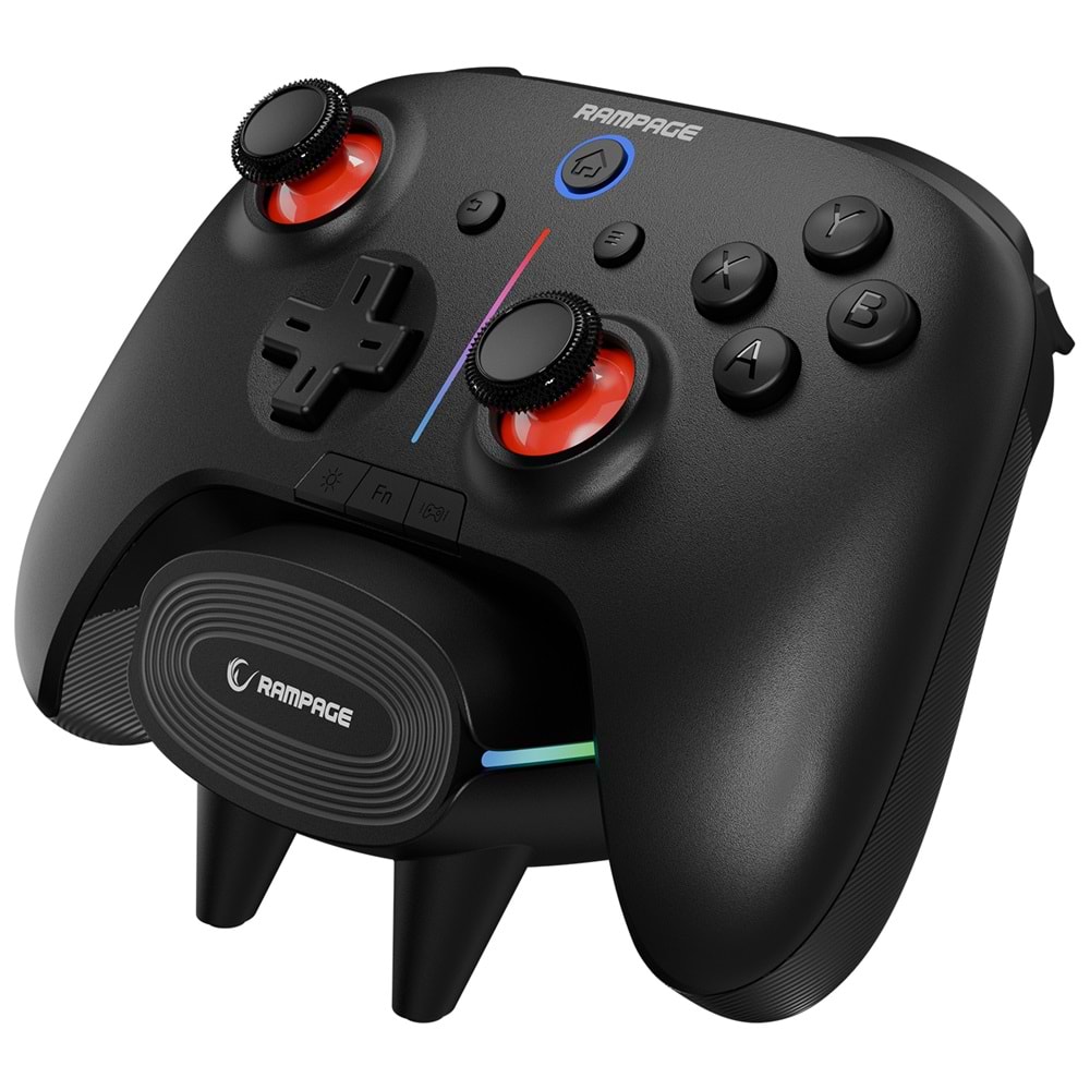 Rampage HYDRA PRO Siyah BT + 2.4 GHz Şarj İstasyonlu PC Gamepad RGB Joypad