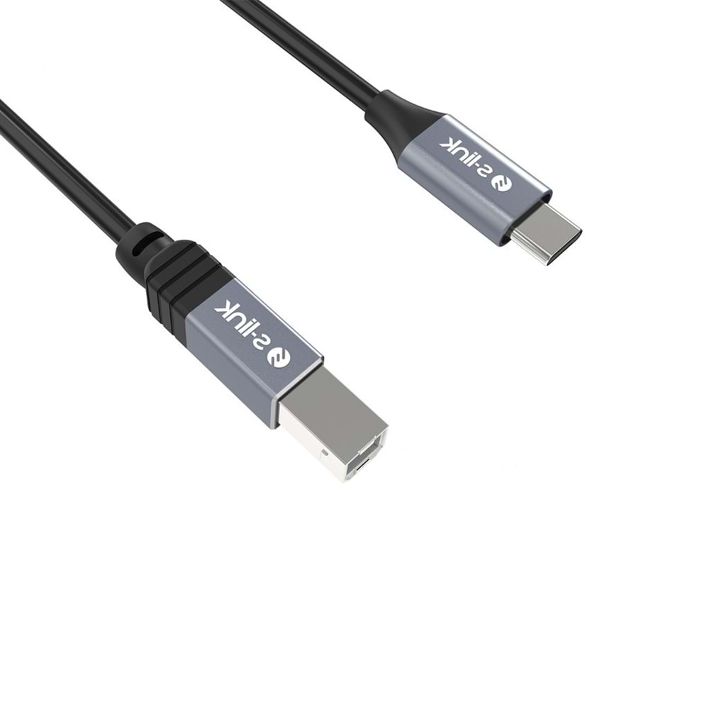 S-link SL-U2004 Usb2.0 1.5m Metal Başlıklı Siyah Type C Yazıcı Kablosu