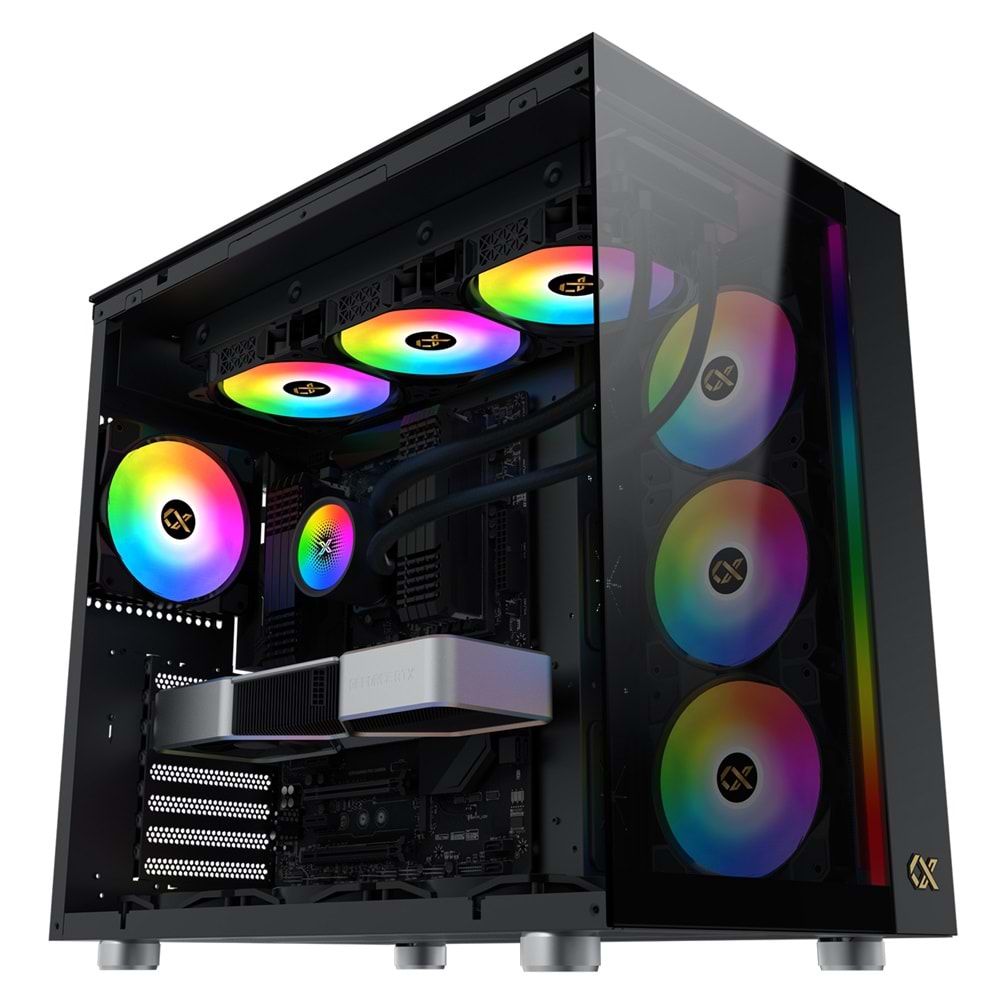 Xigmatek EN44434 AQUA ULTRA Siyah Type-C+3 Yön Temperli Cam 7x12cm ARGB Fan+Kumanda E-ATX Gaming Oyuncu Kasası