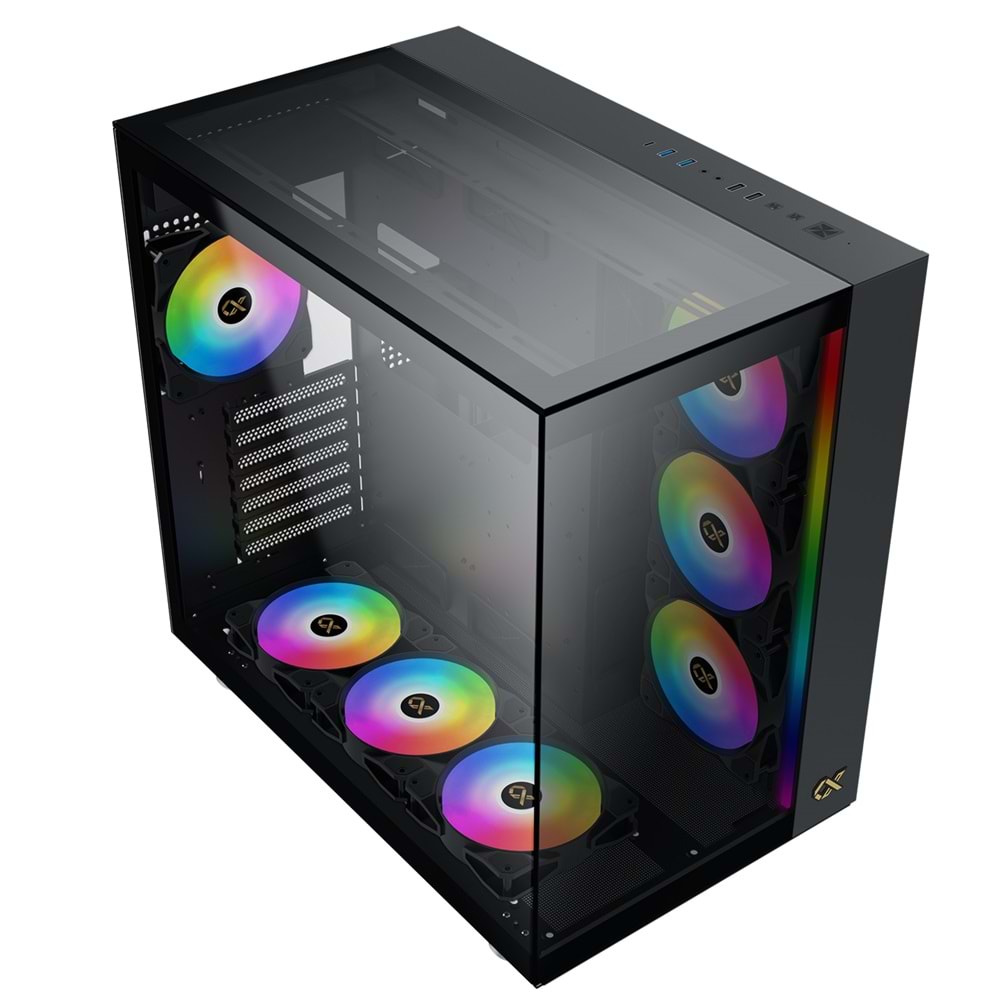 Xigmatek EN44434 AQUA ULTRA Siyah Type-C+3 Yön Temperli Cam 7x12cm ARGB Fan+Kumanda E-ATX Gaming Oyuncu Kasası
