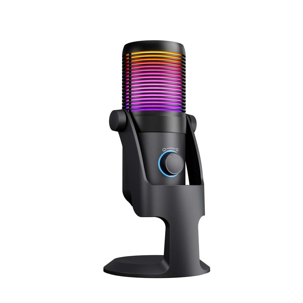 Rampage DİYEZ Siyah RGB Ses Göstergeli USB Masaüstü Oyuncu Mikrofonu