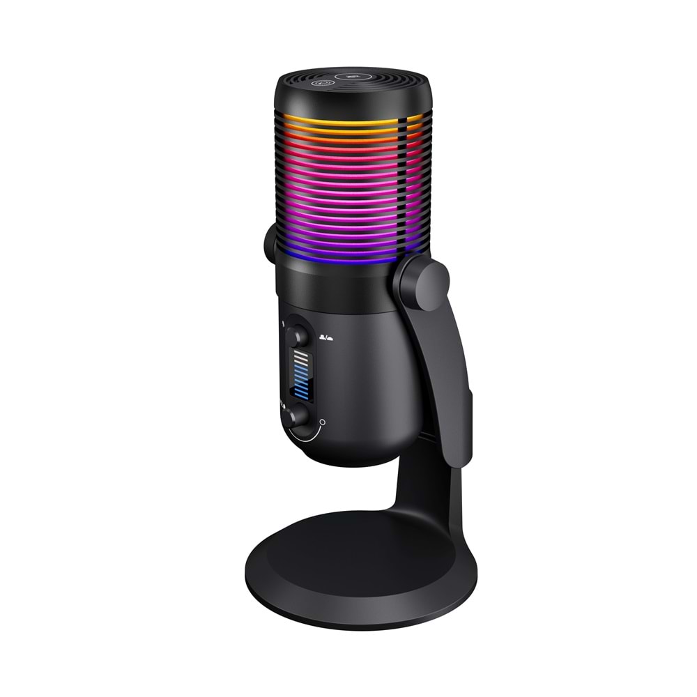 Rampage DİYEZ Siyah RGB Ses Göstergeli USB Masaüstü Oyuncu Mikrofonu