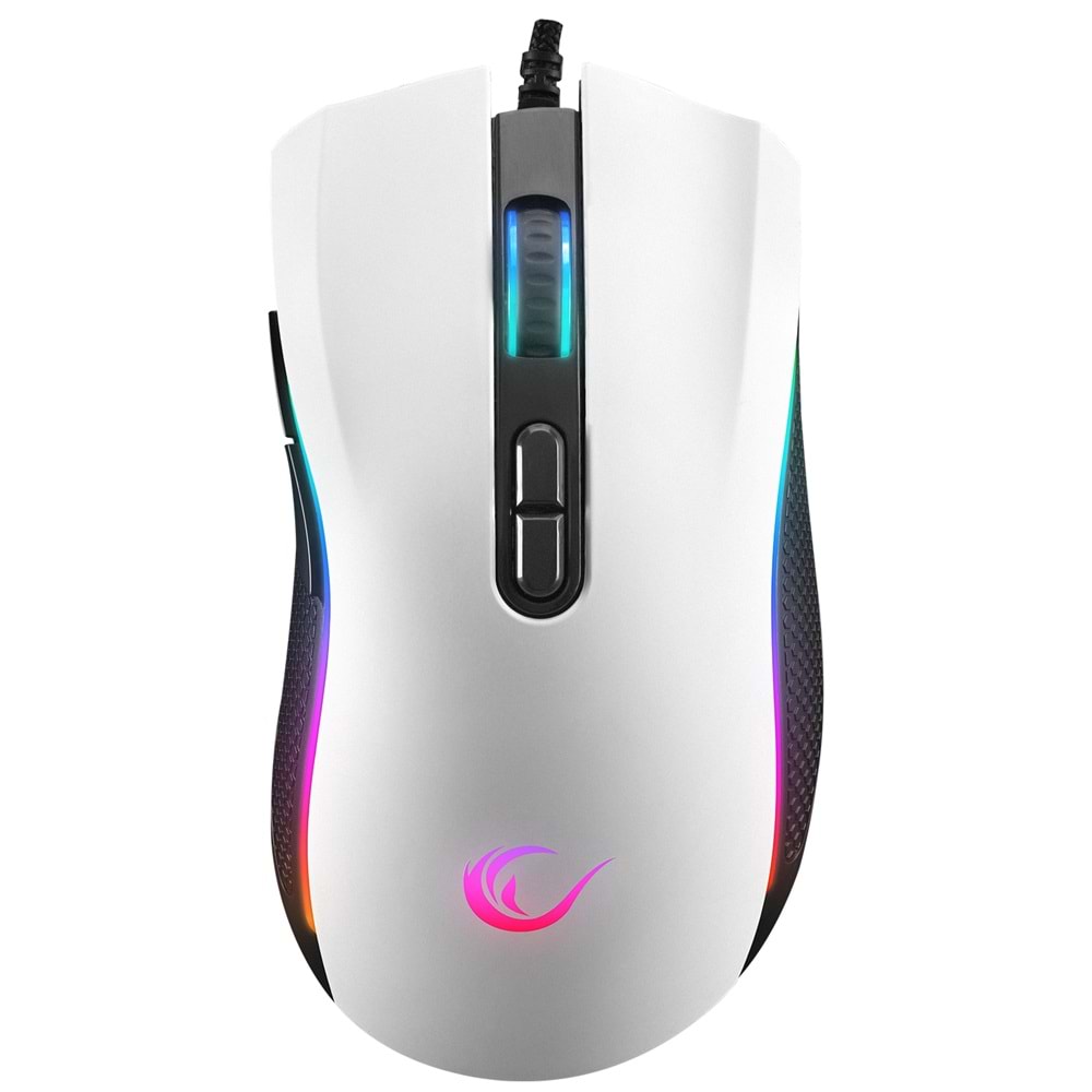 Rampage SMX-R44 V2 Makrolu Beyaz 12800 DPI RGB LED 80 Milyon Huano Switch Gaming Oyuncu Mouse