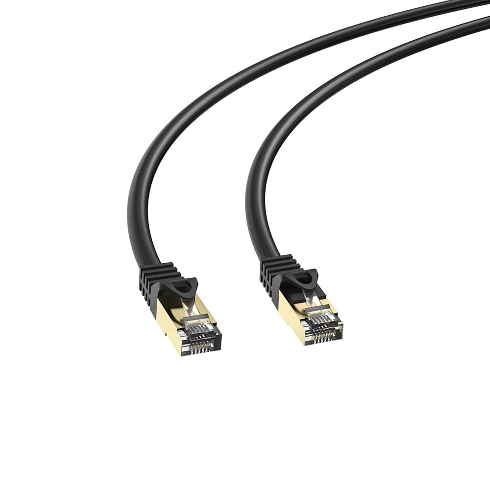 S-link MM-CAT702 2 Metre CAT7 S/FTP CCA Gold Uçlu Siyah Ethernet Ağ Kablosu