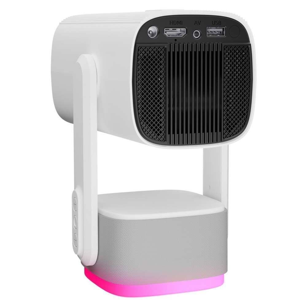 Everest PJ08 Beyaz 5200mAh Otomatik Odaklama 720P HD 4K Destekli 5200 Lümen Android 11 Ekran Yansıtmalı Rainbow HD Proje