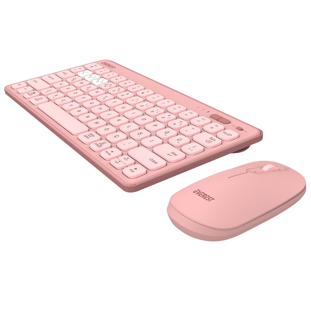 Everest LUMI KM-BT903 Pembe 3in1 3 BT + 2.4 1600dpi Ultra İnce Q 4 Cihaz Bağlantılı Scissors Kablosuz Klavye + Mouse Set
