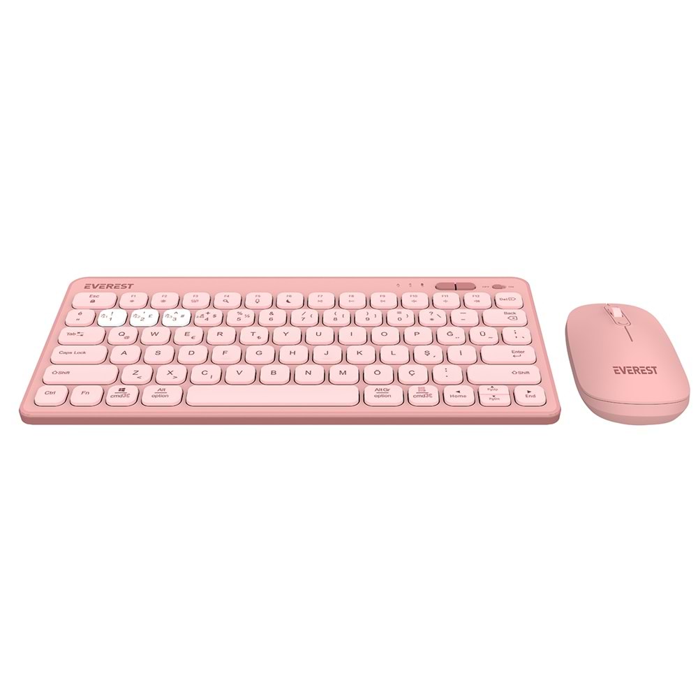 Everest LUMI KM-BT903 Pembe 3in1 3 BT + 2.4 1600dpi Ultra İnce Q 4 Cihaz Bağlantılı Scissors Kablosuz Klavye + Mouse Set