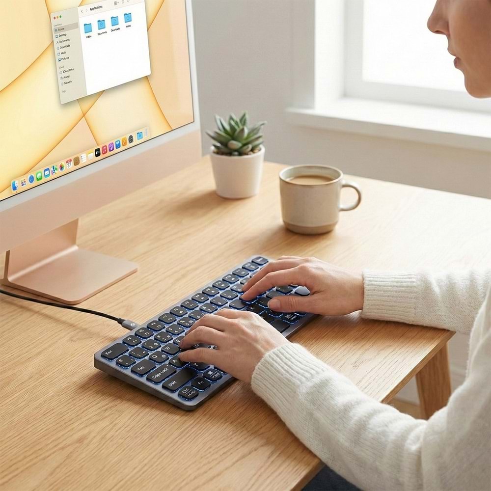 S-Link SW-K801 Siyah USB 8 in 1 USB Q Klavye 2*USB, HDMI, TYPE-C, AUX, TF ve SD Okuyuculu HUB Klavye
