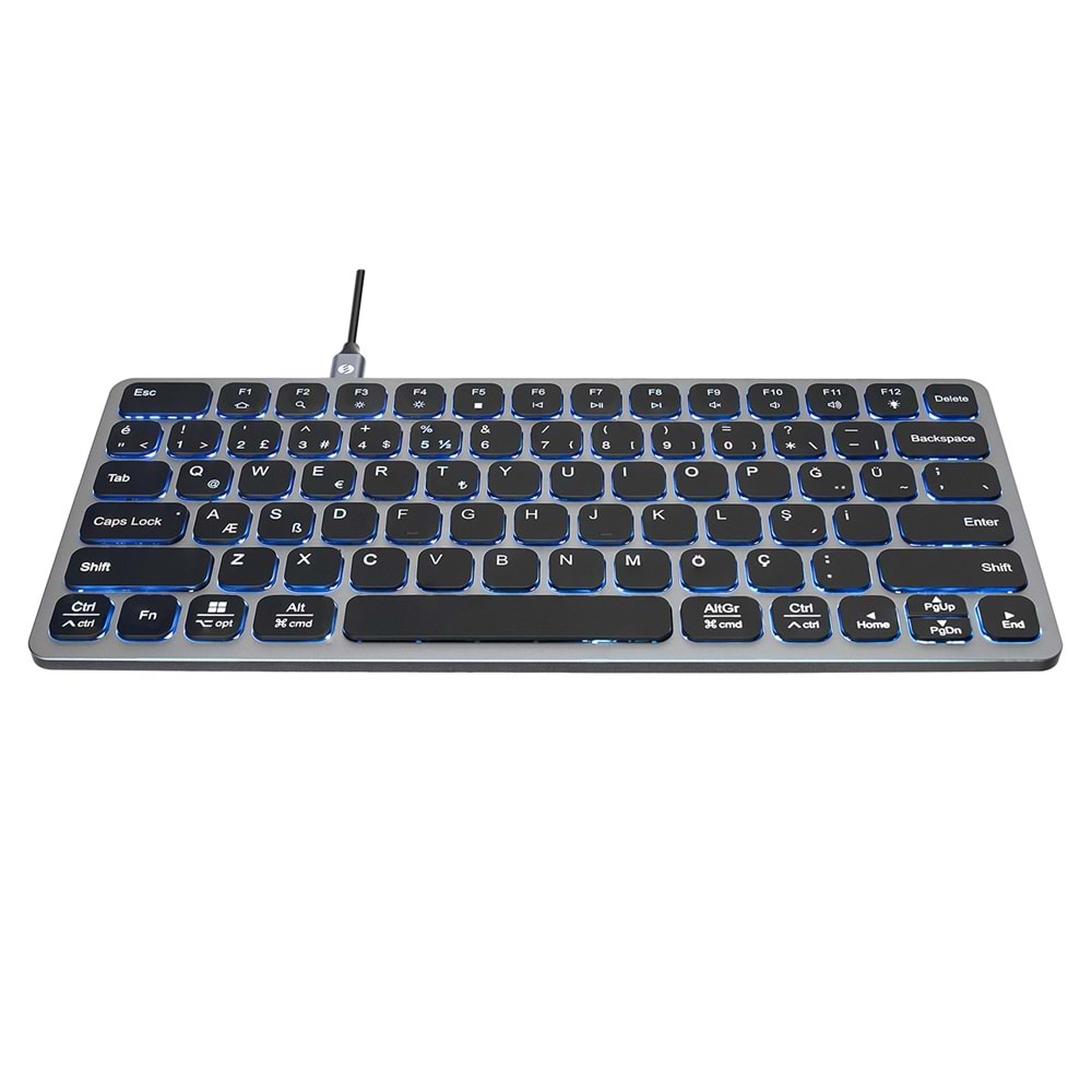 S-Link SW-K801 Siyah USB 8 in 1 USB Q Klavye 2*USB, HDMI, TYPE-C, AUX, TF ve SD Okuyuculu HUB Klavye