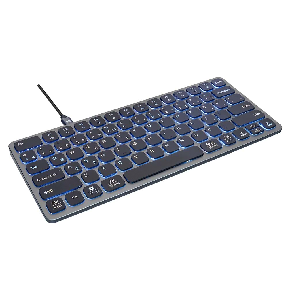 S-Link SW-K801 Siyah USB 8 in 1 USB Q Klavye 2*USB, HDMI, TYPE-C, AUX, TF ve SD Okuyuculu HUB Klavye