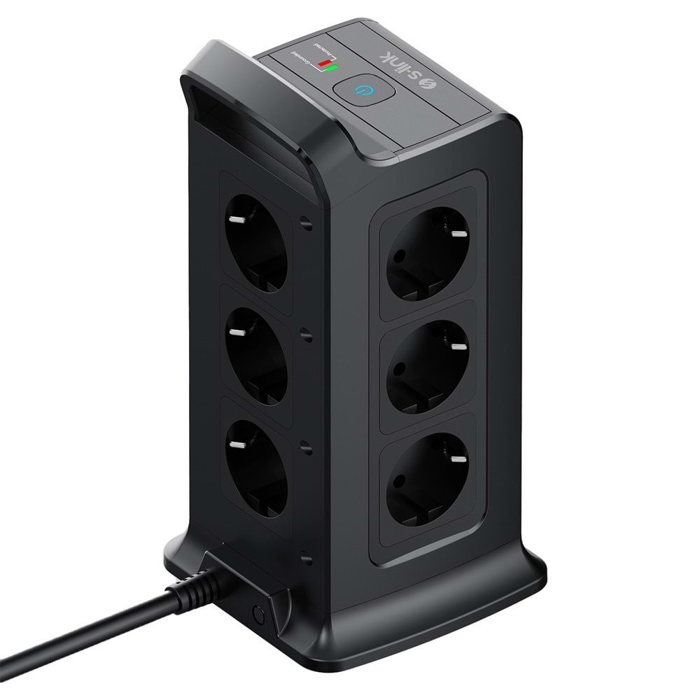 S-link PRZ02 VoltBar 12'li 2M Akım Korumalı Grup Priz 2 USB + Type-C PD 1050J
