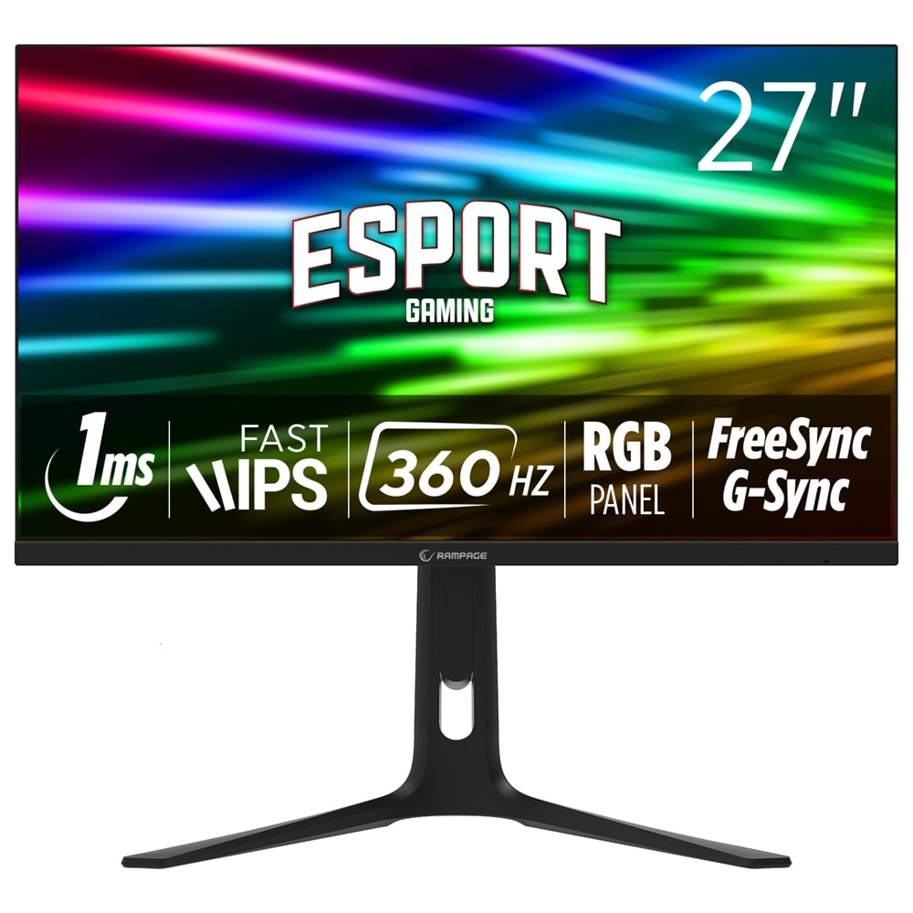 Rampage ELLIPSE EL27R360F 27 360Hz 1ms BOE IPS FHD Freesync/G-Sync RGB Pivot Siyah Flat Oyuncu Monitörü