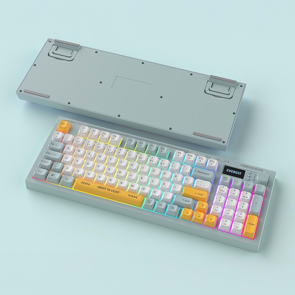 Everest KB-79 SILENT PRO Mavi/Beyaz/Sarı SESSİZ RGB Q Membrane Oyuncu Klavyesi
