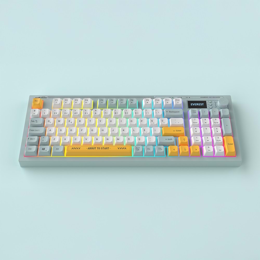 Everest KB-79 SILENT PRO Mavi/Beyaz/Sarı SESSİZ RGB Q Membrane Oyuncu Klavyesi