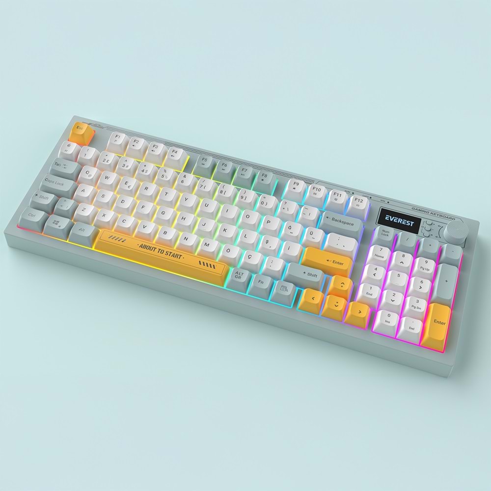Everest KB-79 SILENT PRO Mavi/Beyaz/Sarı SESSİZ RGB Q Membrane Oyuncu Klavyesi