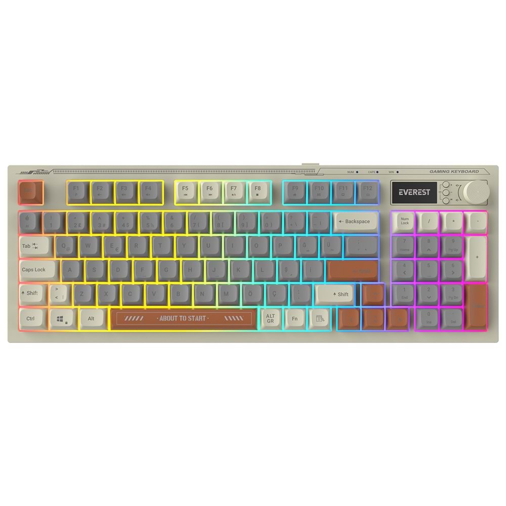Everest KB-79 SILENT PRO Gri Mavi/Gri/Kahve SESSİZ RGB Q Membrane Oyuncu Klavyesi