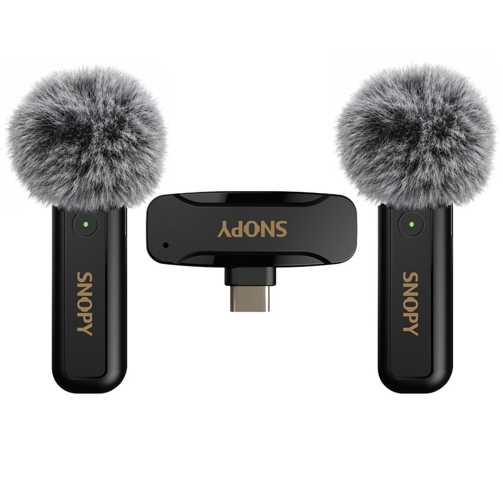 Snopy SN-MW81 Siyah 2 Mikrofonlu Kablosuz Type-c Yaka Mikrofonu