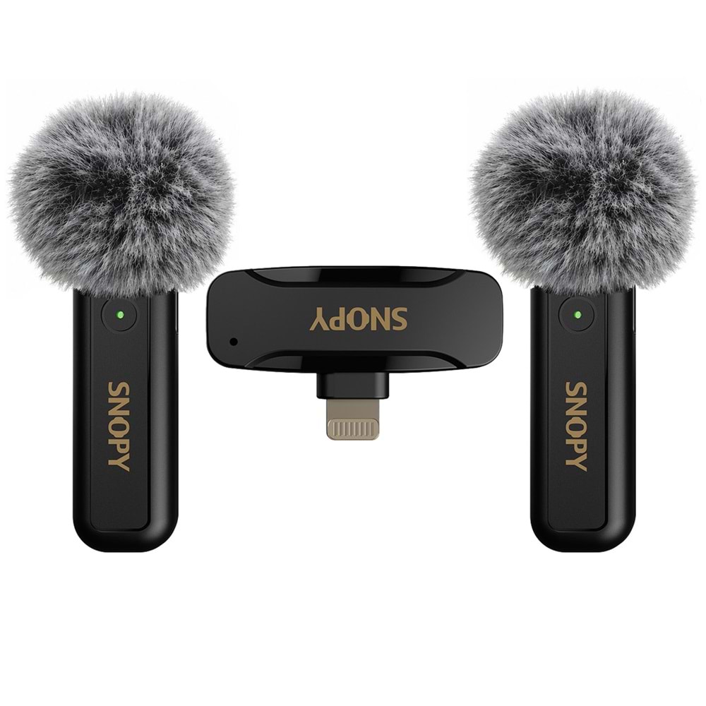 Snopy SN-MW80 Siyah 2 Mikrofonlu Kablosuz Lightning Yaka Mikrofonu