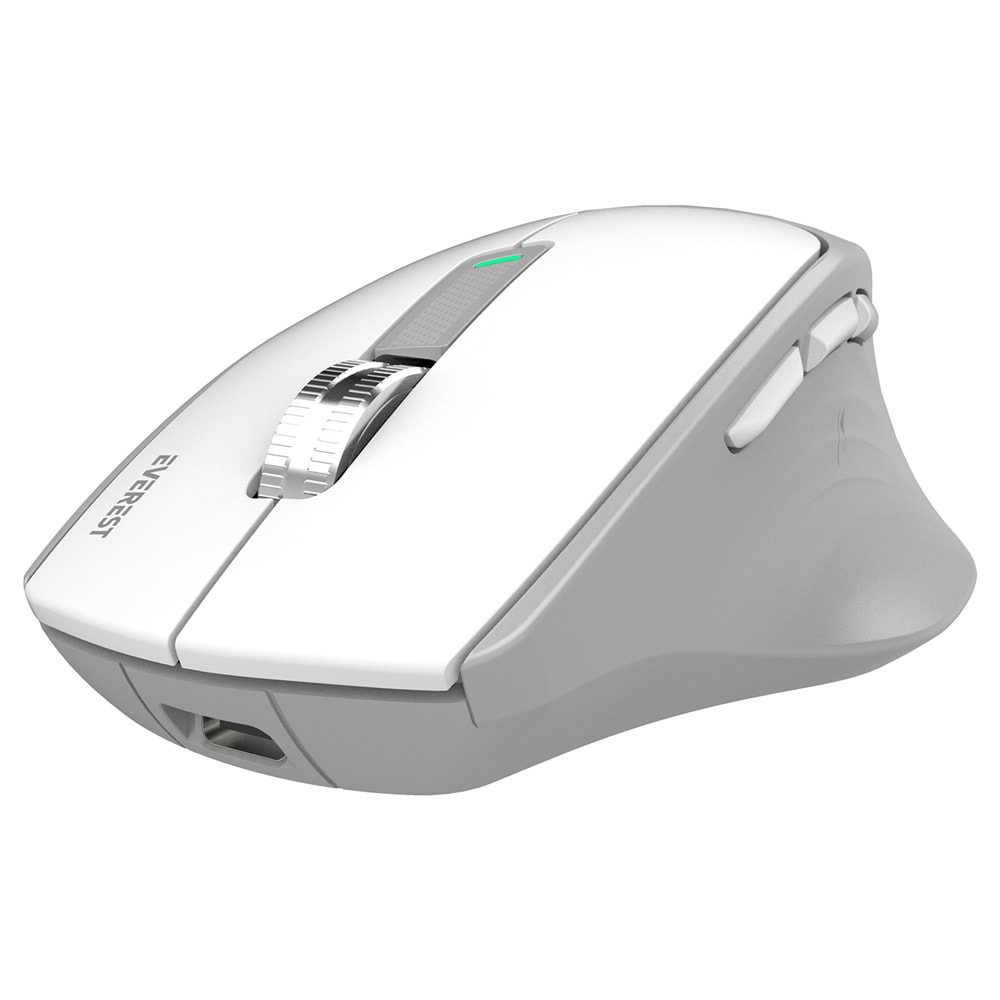 Everest SM-BT24 Metalik Beyaz Mouse | Bluetooth + 2.4GHz Dual Mode Kablosuz